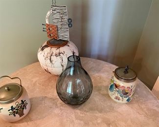 Vintage Biscuit Jars. Raku Pottery