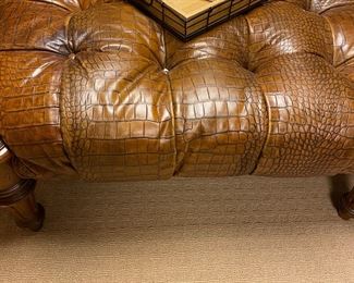 Leather Tufted Ottoman