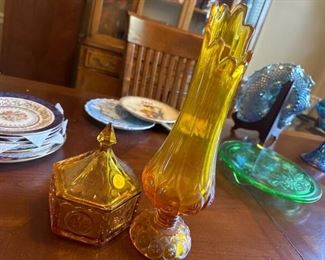 TWO AMBER GLASS PIECES