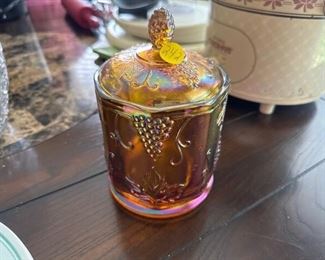  CARNIVAL GLASS CANISTER