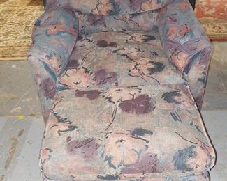 Extra Wide Upholstered Arm Chair with Ottoman
