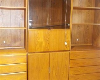 Wood Grain Center of Wall Unit of Stand Alone Piece Made for Storage Dislay or Working Station