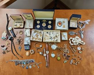 lots of jewelry. Mostly costume but some sterling and higher end as well