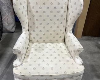 Flexsteel wingback chair in neutral floral, print 28 inches wide 44 inches tall and 31 inches deep