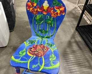 Floral painted chair 35 x 17 x 19