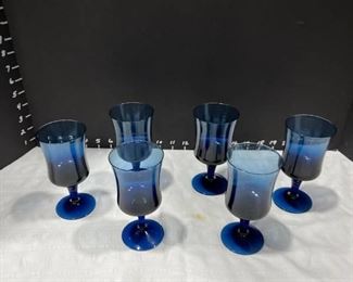 Six cobalt glasses