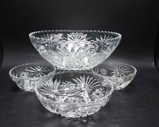 Anchor Hocking Early American Prescut Clear Glass Bowls