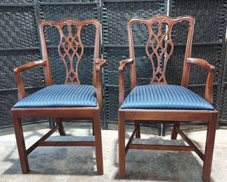 2 Beautiful Hickory Chair Chippendale Style Captains Chairs