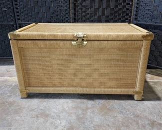 Beautiful Natural Wicker Trunk with Brass Trim
