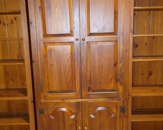 Beautifully Ethan Allen Stained Pine Wall Storage Unit