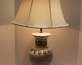 Blue and White Ginger Jar Style Lamp with Lamp Shade