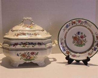 Chinese Rose Tureen and Lily by Spode and Plate