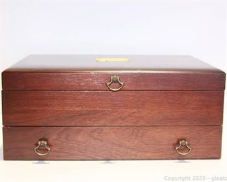 Hagertys Wooden Flatware Storage Box Chest with Drawer