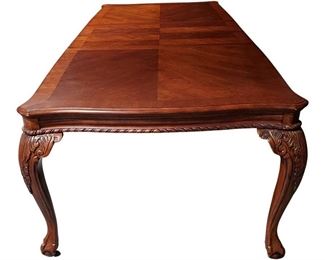 Stunning Intricately Carved Dining Room Table with Ball Claw Feet