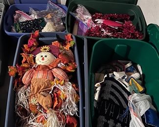 Totes of holiday decor 