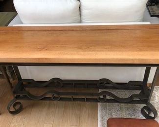Wood and Wrought Iron Console Table