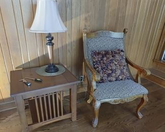 Chair In Print and Side Table