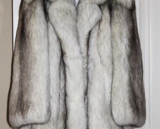 Beautiful Silver Fox Stroller Length W/Silver Satin Lining by Graggs