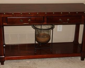 Studded solid wood console/sofa table.
