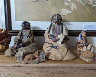 Native American made sculptures and cottonwood carving
