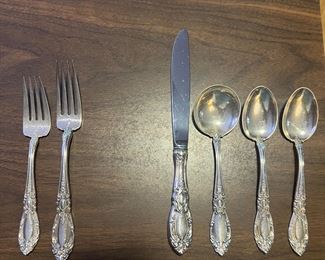 Excluding the butter knives Brings it down to a more traditional 6-Piece place setting… using this format the total set provides service for 8!(However one large fork is missing… But that can easily be purchased online; The one that is missing is a 7 3/8 inch fork that should be $50-$70 online.