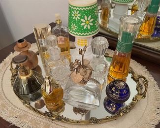 Perfume Bottles & Perfume Mirrored Tray