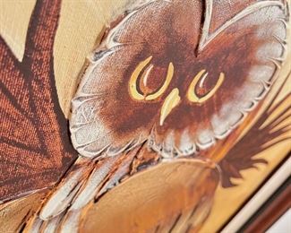 Large Framed Original Oil on Canvas Owl Paintings