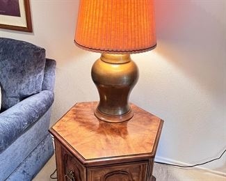 Hexagon End Table & Large Lamp