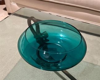 MCM Blue Glass Bowl
