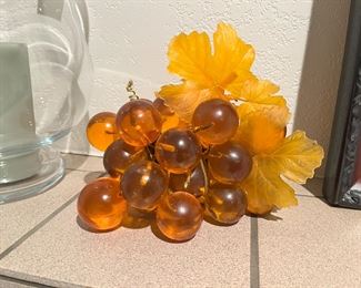 MCM Lucite Acrylic Amber Grapes Decor