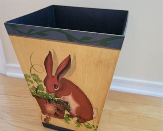 Hand painted 4 scenes waste basket