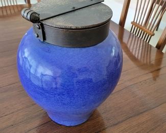 Cobalt Pottery Lidded Jar