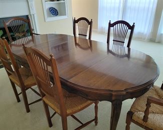 Dining Room Table and Rush Seat Chairs