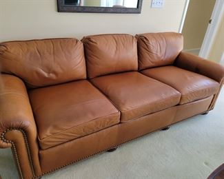 Hugo's leather nailhead trim couch