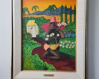 Gant Gaither original painting "Hermoine the Hippo in Palm Springs"