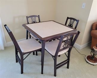 Vintage Stakmore card table and 4 chairs