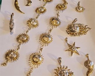 Carlos & Albert .925 Silver w/ gold vermiel Sun Moon  collection 