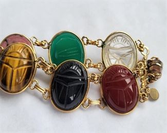 Gold filled large scarab bracelet 