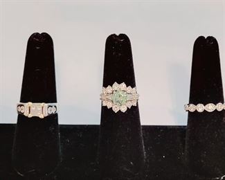 1 carat center blue green radiated diamond ring, diamond bands