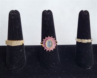 Diamond gold bands, Moon ring with amethyst 