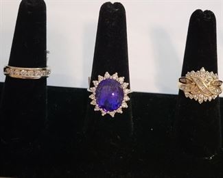 Diamond and gold rings,
11.55  Carat Tanzanite Diamond ring.