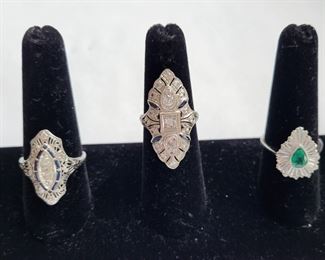 Antique diamond sapphire rings, Emerald diamond ring 