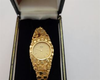 Ladies 14k gold nugget Seiko watch 