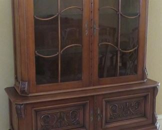 Antique oak vitrine cupboard, Belgium