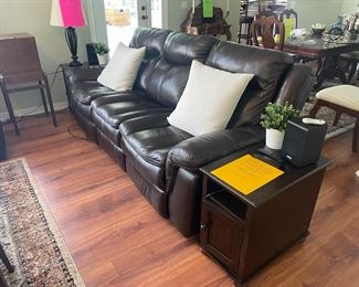 ASHLEY SOFA WITH 2 POWER END RECLINERS WITH USB CONNECTIONS, POWER END TABLES INCLUDED