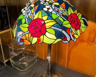 Stain glass brass lamp