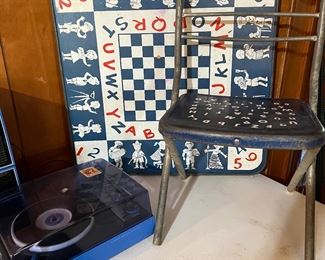 Metal alphabet childs table with chairs 