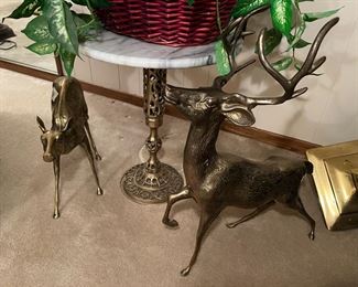 Large Brass Deer Set
