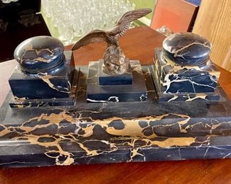 Marble Ink Stand with Eagle