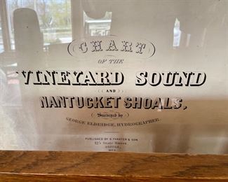 Huge George Eldridge Vineyard Sound and Nantucket Shoals Chart  1873 70" X 48"